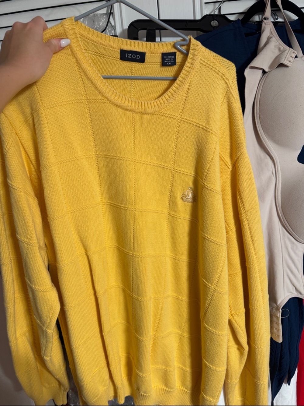 Izod Yellow Textured Knit Crewneck Sweater